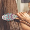 thumbnail image 4 of Geometric Bohemian Hair Brush, Rustic Pattern Soft Bristle Paddle Comb for Detangling, Massaging and Styling, Suitable for All, 4 of 8
