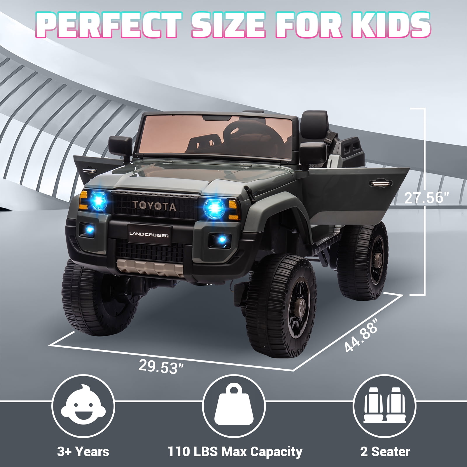 CazToi 24V 2-Seater 4WD/2WD Switchable Motors Licensed Toyota Ride On Car for Kids