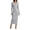 Grey, variant on Women’S Collared V Neck Long Sleeve Midi Dress, Ribbed Knit Bodycon Elegant Casual Dress, Soft Stretchy Knitted Fabric, 1pc, Sizes S M L XL XXL