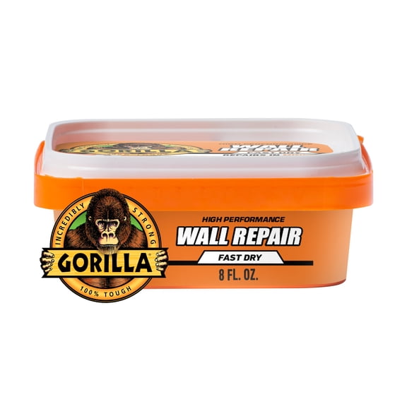 Gorilla Glue Wall Repair Spackling and Primer 8 Ounce Tub, Pack of 1 Wall Filler. Color: White. Model: 107054