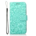 thumbnail image 1 of TOP SHE Fashionable Embossed Three Cards PU Leather Folding Folio Case with Cards Holder Pocket Lanyard Anti-Scratch Shockproof Bumper Cover Case For Samsung Galaxy S21,Green, 1 of 5