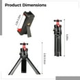 thumbnail image 4 of Dual Phone Tripod Stand with Ball Head Mount, Portable Desktop Phone Holder with Adjustable Clamps, Mini Camera Stand for Live Streaming Gaming Recording, Black and Red, 4 of 5