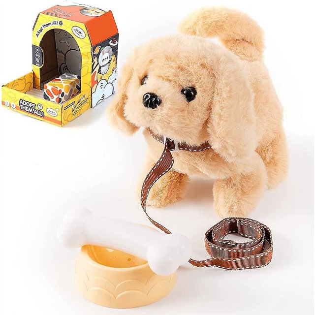 Juguetes para pasear perros, perros de juguete que pueden caminar, ladrar y menear la cola, el mejor regalo para que los niños crezcan con ellos