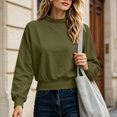 thumbnail image 2 of Women's Mock Neck Short Sweatshirts,Elastic Waist Long Sleeve,Casual Loose Cropped Pullover Top,Street Style Streetwear Outfits, 2 of 6