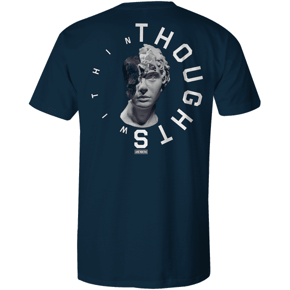 Anenberg, Thoughts Within Classic American Made Mens Navy Crew Neck Tee Shirt