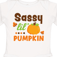 thumbnail image 4 of Inktastic Thanksgiving Sassy Lil Pumpkin with Fall Leaves Girls Long Sleeve Baby Bodysuit, 4 of 5