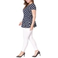 thumbnail image 2 of Unique Bargains Women's Plus Size Short Sleeves Polka Dots Peplum Top, 2 of 7