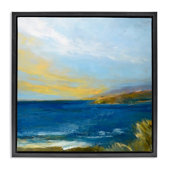 Stupell Industries Contemporary Vibrant Ocean Light at Dusk Black Floating Frame Canvas Art, 18 x 18, by Patrick Dennis