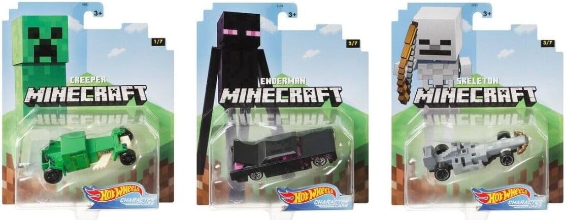 Hot Wheels 2020 Gaming Characters Cars Minecraft Complete Set of 7 Diecast Car 1:64 Vehicles
