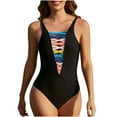 thumbnail image 1 of Women's Tankini Swimsuit Set, High Waisted Bathing Suits with Strappy Back and Removable Padding, Plus Size Swimwear, 1 of 5