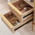 thumbnail image 4 of OKD Faux Marble Tabletop Nightstand with Charging Station, Modern Luxury Wood Side Table with 2 Drawers & Gold Metal Decor for Living Room Bedroom, Natural Oak, 4 of 7