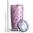 thumbnail image 2 of 20oz Tumblers Pink Breast Cancer Awareness Pattern Stainless Steel Vacuum Insulated Double Wall Travel Tumbler Cups Mug with Lid and Straw,Cleaning Brush for Cold & Hot Drinks, 2 of 7