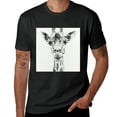 thumbnail image 2 of Giraffe animal print i black and white portrait art, design shirt, artistic display, T-shirt lover gift casual breathable men, women, boys, girls, children, 2 of 4