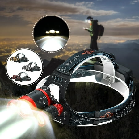 6000 Lm 3 x T6 Headlamp Mechanical Telescopic Zoomable Focus Headlight Head Lantern Tactical Lamp 4 Modes Waterproof For Camping (Best Tactical Headlamp 2019)