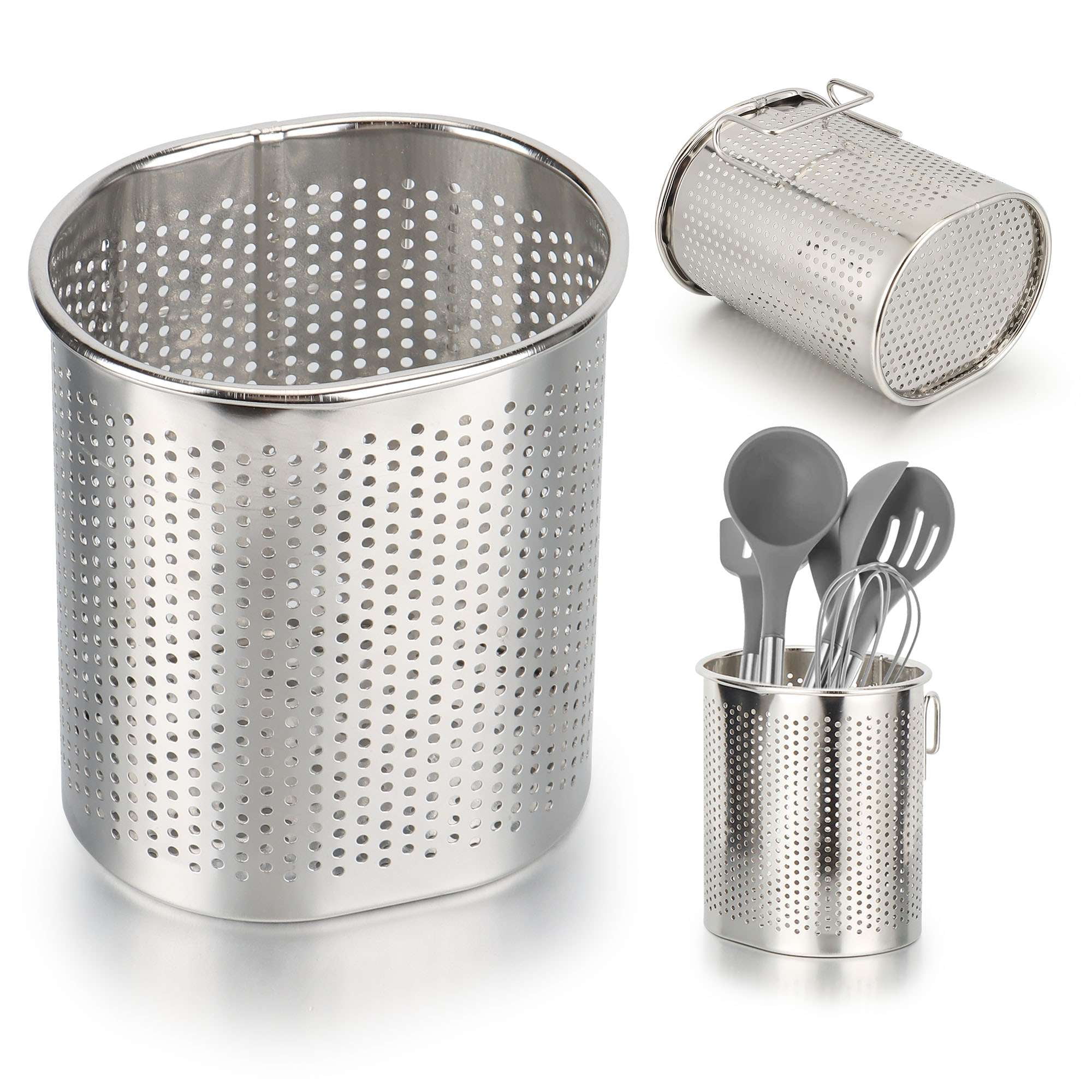 Spencer 2PCS Stainless Steel Cooking Utensil Holder, Kitchen Utensil