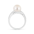 thumbnail image 2 of Angara Freshwater Cultured Pearl Olive Leaf Vine Ring in 14K White Gold for Women | June Birthstone Jewelry for Her, 2 of 8
