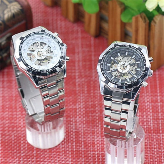 Deyuer Men Hand-Winding Skeleton Automatic Mechanical Stainless Steel Sport Wrist Watch