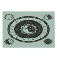 thumbnail image 2 of Constellation Cutting Board, Zodiac Signs Circle with Sun and Moon Floral Design Astrology, Decorative Tempered Glass Cutting and Serving Board, Large Size, Dark Brown Cream, by Ambesonne, 2 of 5