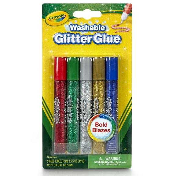 CrayolaÂ® Washable Glitter Glue, Bold, 5 Per Pack, 6 Packs