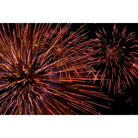 Slow Shutter (Peel-n-Stick Poster of Flames Show Slow Shutter Still Fireworks Light Poster 24x16 Adhesive Sticker Poster)