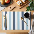 thumbnail image 2 of Blue Aqua Striped Placemats Set of 12 Farmhouse Stripe Art Place Mats Indoor Wipeable Table Mats Washable Cloth Dining Table Placemats for Kitchen Holiday Party Home Decor 13x19 Inch, 2 of 9