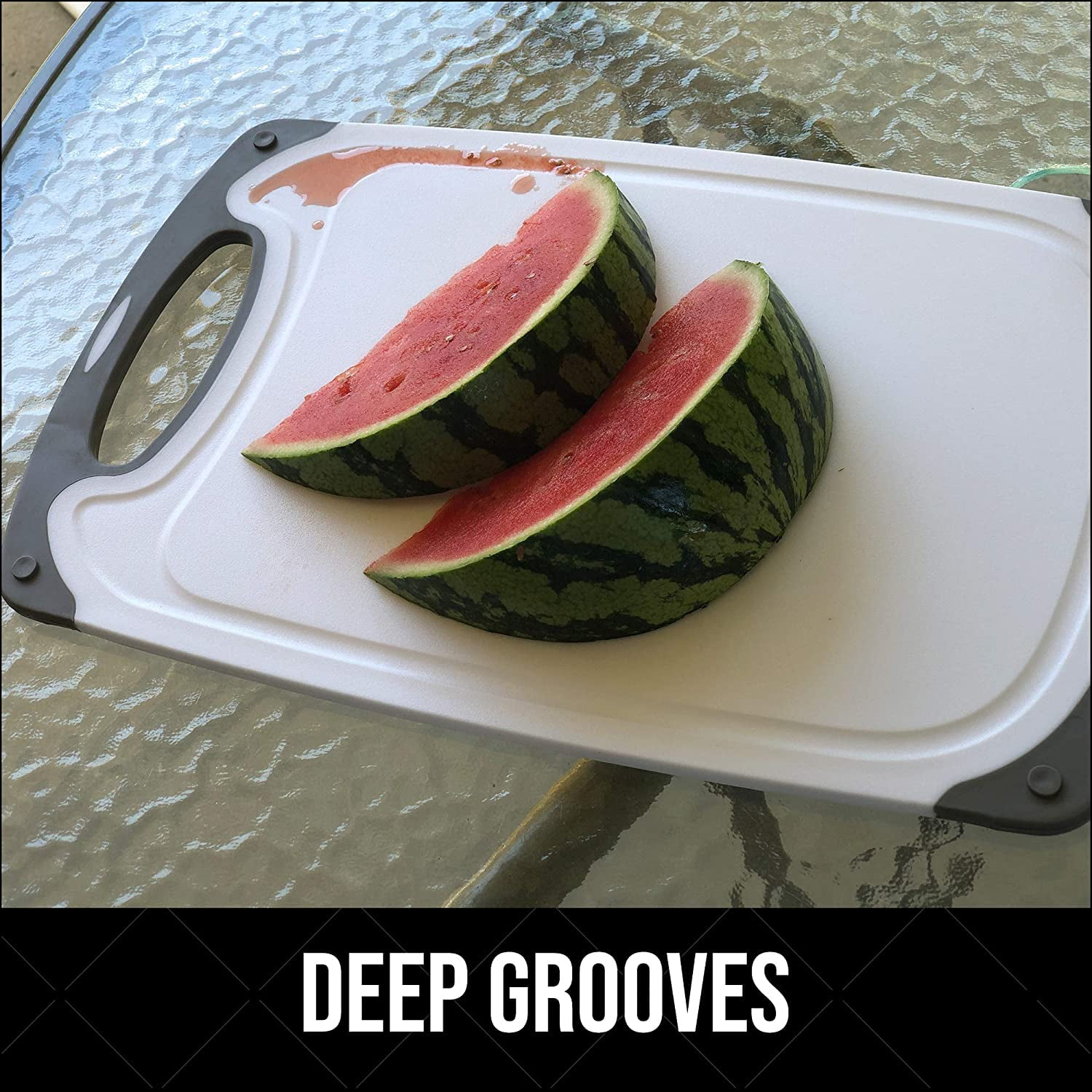 Lowestbest 3Pcs Kitchen Cutting Board, Plastic Non-porous Juice Grooves Cutting Boards, White Lowestbest 3Pcs Kitchen Cutting Board, Plastic Non-porous Juice Grooves Cutting Boards, White