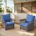 thumbnail image 2 of PARKWELL Outdoor Wicker Cushioned Lounge Chair Set of 2, Outdoor Seating Set for Backyard, Poolside, Balcony, Indoor Use w/Seagull-Shaped Armrests,Navy, 2 of 9