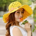 thumbnail image 2 of SikaFu Korea Style Summer Hats for Women Flower Garland Wide Brim Beach Cap Hat Packable Crochet Floppy Sun Hat Ladies Straw Hat, 2 of 6