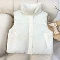 thumbnail image 2 of HAiming Women's Padded Vest 2025 Winter Warm Sleeveless Crop Puffer Vest Casual Loose Lightweight High Collar Jacket, 2 of 6