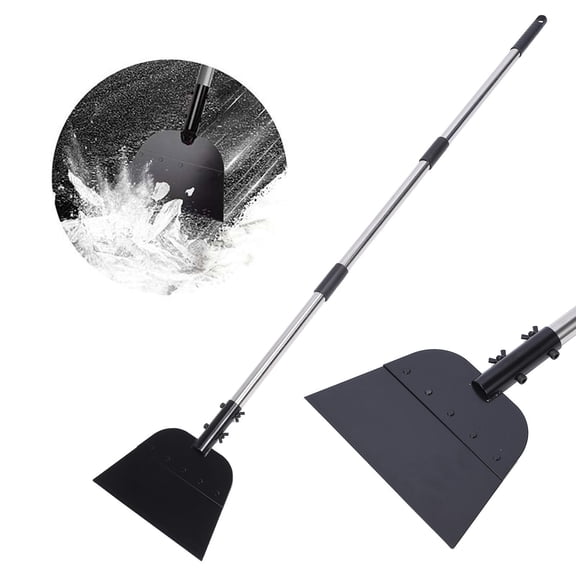 YAHHU 53.5” Height Flat Snow Shovel & Ice Scraper – 9.2x6” Steel Blade for Driveways, Walkways, Garden Weeding & Road Cleaning – Adjustable, Durable, All‑Season Tool