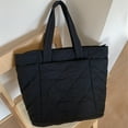 thumbnail image 5 of Puffer Quilted Tote Bag for Women with Expandable Bottom, Large Capacity Lightweight Shoulder Handbag for Work Commute School College Travel, Black, 5 of 5