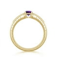 thumbnail image 2 of ANGARA Natural 0.45 Ct. Amethyst with Diamond Side Stones Ring in 14K Yellow Gold for Women (Ring Size: 8), 2 of 8