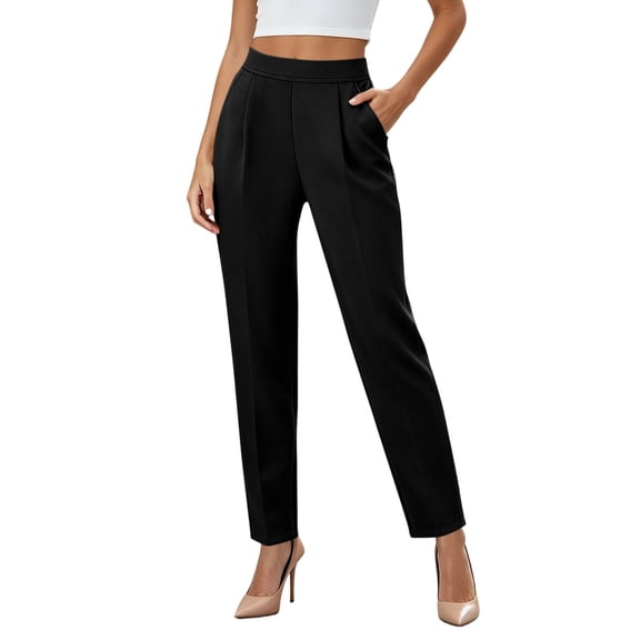Levmjia Women's High Waisted Dress Pants Work Office Pants Slim Fit Tapered Trousers with Pockets Business Casual Formal Pant for Women