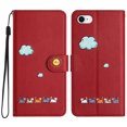 thumbnail image 4 of JTCASES for iPhone 7 / 8 / SE 2022 & 2020 Wallet Case, Lovely Cat Pattern PU Leather Shockproof TPU with Card Slots Cash Pocket Magnetic Closure Removeable Wrisr Strap Stand, Red, 4 of 8
