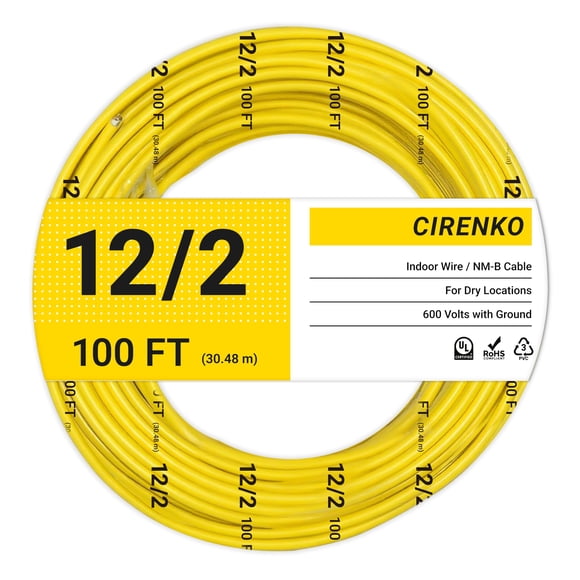 Cable eléctrico CIRENKO 12/2 NM-B de 100 pies con conexión a tierra 600 V
