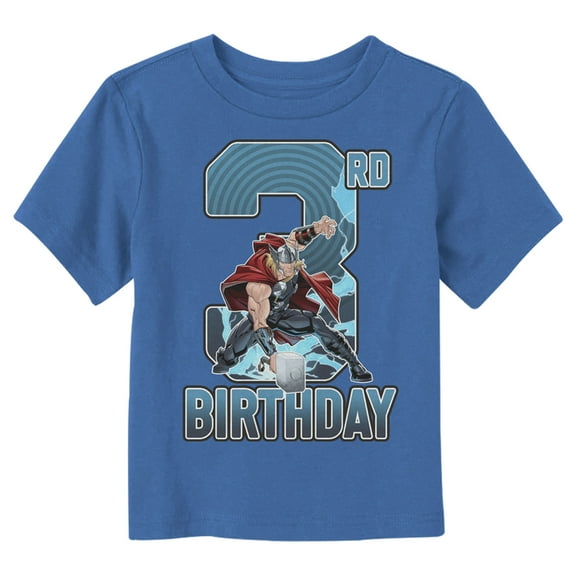 Toddler's Marvel 3rd Birthday Thor  Graphic Tee Royal Blue 3T