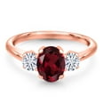 thumbnail image 3 of Gem Stone King 18K Rose Gold Plated Silver Ring Rhodolite Garnet Moissanite (1.81 Cttw), 3 of 7