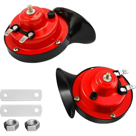 WIOMEASK Super Loud Train Horn, Car Waterproof and Durable Air Electric Snail Horn, 12V Violent Sound Air Horn Replacement Kit, Car Accessories Universal (Red)