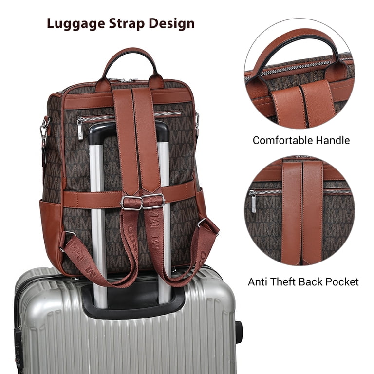 Vegan Leather Laptop Backpack for Women, 15.6 inch Convertible Travel Work Bag Vegan Leather Backpack Purse for Women 15.6 inch Laptop Bag  main image 4