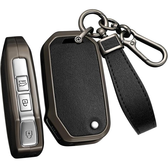 Key Fob Cover Compatible with Kia Seltos Forte Sportage K5 Soul Sorento Cerato Telluride NIRO 2019-2025 4 Button Leather Metal TPU Zinc Alloy Flip Key Keychain Case Holder Protector