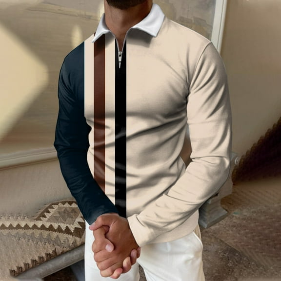 Aayomet Polo Shirts For Men Casual Autumn Winter Long Sleeve Turndown Neck Shirt Printed Tee Mens Beach Shirts Black,S