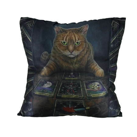 Lisa Parker 'The Reader' Cat and Tarot Cards Decorative Throw Pillow