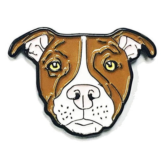 Brown White Pitbull American Bully Pit Bull Terrier Breed Dog Lover Enamel Lapel Pin