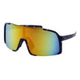 thumbnail image 2 of Sporty Shield Sunglasses Oversized Square Semi-Rimless Black, Orange Mirror Lens, 2 of 4