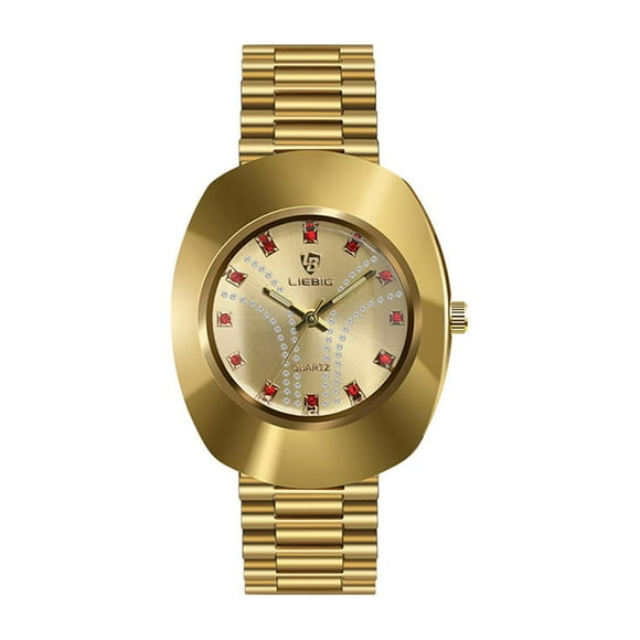 Liebig L1021 Classic Couple Watches Set Stainless Steel Quartz Movement Waterproof for Men and Women Golden and Silvery