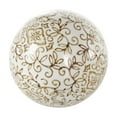 thumbnail image 4 of DecMode Brown 3" Floral Glossy Ceramic Orbs & Vase Filler with Varying Floral and Scroll Patterns (6 Count), 4 of 9