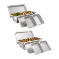 thumbnail image 1 of QinaQin Juego de 2 chafing dishes eléctricos de 9 QT en acero inoxidable, incluye charola completa y 2 medias charolas, ideal para buffet y eventos, 1 of 7