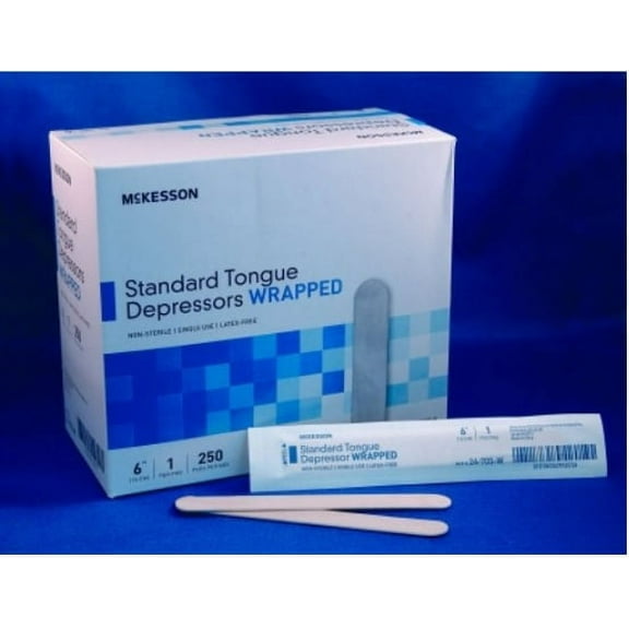 McKesson Senior Wood Tongue Depressor 24-705-W, 6 Inch Long x 17.5 Millimeter Wide, Box of 250