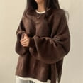 thumbnail image 4 of Women'S Oversized Sweaters Long Sleeve Crew Neck Fuzzy Knit Casual Chunky Pullover Sweater Fall Brown XXL, 4 of 7