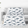 thumbnail image 1 of Fotbe Cute Shark Manta de Franela Acolchonada con Estampado, Súper Suave y Esponjosa, Extra Grande para Sofá, Cama, Uso Todo el Año-60"x50", 1 of 7